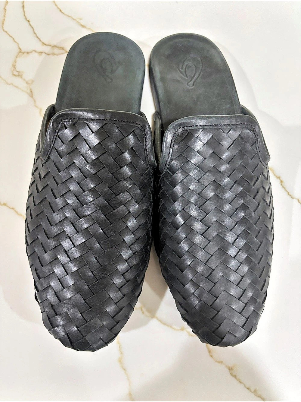 Olukai Mi'i Mule Woven Leather Mules Black US 9.5 B
